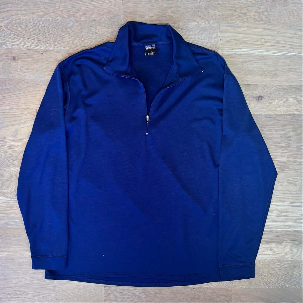 VTG 90s Patagonia Capilene 1/4 Zip Base Layer Shirt Navy USA Made Men Large